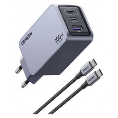 Ugreen Nexode Pro EU 3-Port GaN PD Fast Charger With USB-C Cable Universal Negro, Gris Corriente alterna Carga rápida Interior (Espera 4 dias) en Huesoi Ugreen Nexode Pro EU 3-Port GaN PD Fast Charger With USB-C Cable Universal Negro, Gris Corriente alterna Carga rápida Interior (Espera 4 dias) en Huesoi