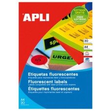 PACK 20 HOJAS (20UD.)ETIQUETAS AMARILLO FLUORESCENTE PERMANENTES 210,0 X 297,0 MM APLI 2878 (Espera 4 dias) en Huesoi