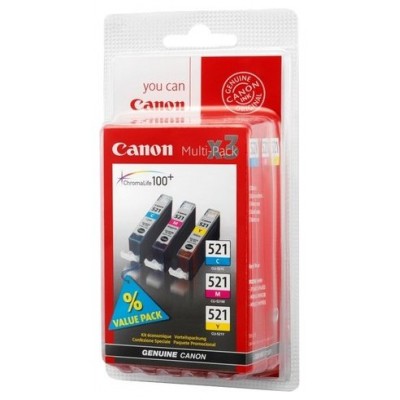 Canon CARTUCHO RAINBOW PACK CLI-521/C/M/Y Pixma MP 620/630/980 IP/4600 en Huesoi