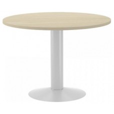 MESA DE REUNIONES REDONDA 100CM DE DIAMETRO. ALTURA 72CM. COLOR: PATA METALICA BLANCA / TABLERO HAYA ROCADA 3005ATW01 (Espera 4 dias) en Huesoi