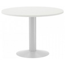 MESA DE REUNIONES REDONDA 100CM DE DIAMETRO. ALTURA 72CM. COLOR: PATA METALICA BLANCA / TABLERO BLANCO ROCADA 3005ATW04 (Espera 4 dias) en Huesoi