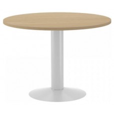 MESA DE REUNIONES REDONDA 100CM DE DIAMETRO. ALTURA 72CM. COLOR: PATA METALICA BLANCA / TABLERO ROBLE ROCADA 3005ATW08 (Espera 4 dias) en Huesoi