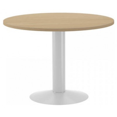 MESA DE REUNIONES REDONDA 100CM DE DIAMETRO. ALTURA 72CM. COLOR: PATA METALICA BLANCA / TABLERO ROBLE ROCADA 3005ATW08 (Espera 4 dias) en Huesoi