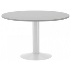 MESA DE REUNIONES REDONDA 120CM DE DIAMETRO. ALTURA 72CM. COLOR: PATA METALICA BLANCA / TABLERO GRIS ROCADA 3006ATW02 (Espera 4 dias) en Huesoi