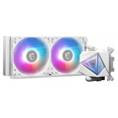 SISTEMA DE REFRIGERACION LIQUIDA MSI PARA CPU MAG CORELIQUID I240 WHITE,INTEL/AMD,RADIADOR 240mm,FAN4PIN,20dBA,ARGB (2 VENTILADORES) (BLANCO) (Espera 4 dias) en Huesoi