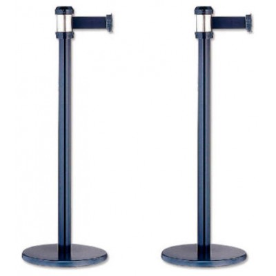 PACK 2 POSTES SEPARADOR METALICO NEGRO CON CORDON NEGRO 2 METROS 322128 (Espera 4 dias) en Huesoi