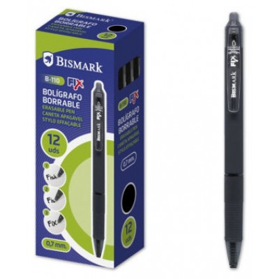 BOLIGRAFO BORRABLE C/CLIP NEGRO BISMARK 330216 (MIN12) (Espera 4 dias) en Huesoi