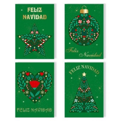 TARJETA FELICITACIÓN NAVIDAD FOIL GREEN/GOLD BISMARK 330895 (MIN24) (Espera 4 dias) en Huesoi