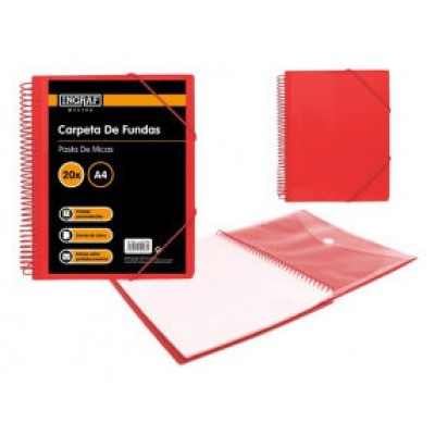 CARPETA ESPIRAL 20 FUNDAS CON SOBRE A4 ROJA POLIPROPILENO INGRAF 332487 (MIN6) (Espera 4 dias) en Huesoi