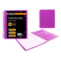 CARPETA ESPIRAL 20 FUNDAS CON SOBRE A4 MORADO POLIPROPILENO INGRAF 332490 (MIN6) (Espera 4 dias) en Huesoi