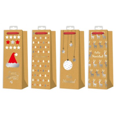 BOLSA BOTELLAS NAVIDAD KRAFT&FOIL BISMARK 332863 (MIN12) (Espera 4 dias) en Huesoi