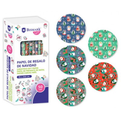 PAPEL DE REGALO NAVIDAD PAPA NOEL 70x200 BISMARK 332994 (MIN50) (Espera 4 dias) en Huesoi