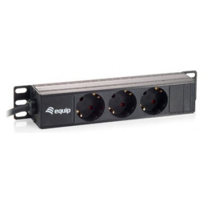 REGLETA ALIMENTACION ALUMINIO RACK 10" 3 TOMAS 1U en Huesoi