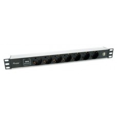 REGLETA ALIMENTACION ALUMINIO RACK 19" 1U 7 TOMAS en Huesoi