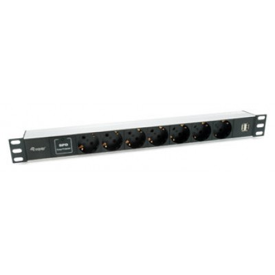 REGLETA ALIMENTACION ALUMINIO RACK 19" 1U 7 TOMAS en Huesoi