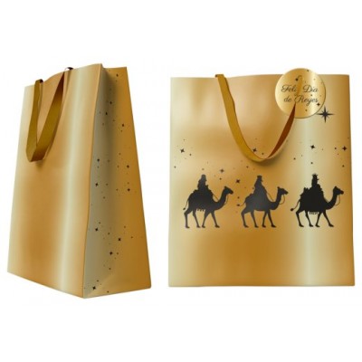 BOLSA DORADA PAPEL REYES MAGOS M (26x12x37 CM) CON TARJETA COLGANTE BISMARK 333672 (Espera 4 dias) en Huesoi BOLSA DORADA PAPEL REYES MAGOS M (26x12x37 CM) CON TARJETA COLGANTE BISMARK 333672 (Espera 4 dias) en Huesoi