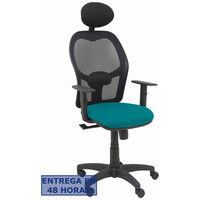 PIQUERAS Y CRESPO Silla Alocen malla negra asiento bali verde petroleo brazos regulables cabecero fijo en Huesoi