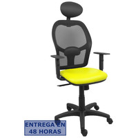 PIQUERAS Y CRESPO Silla Alocen malla negra asiento similpiel amarillo brazos regulables cabecero fijo en Huesoi