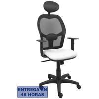 PIQUERAS Y CRESPO Silla Alocen malla negra asiento similpiel blanco brazos regulables cabecero fijo en Huesoi