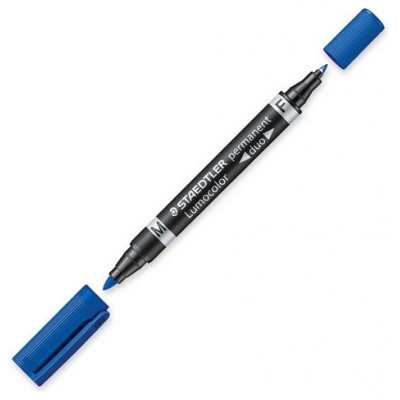 MARCADOR DUO LUMOCOLOR PERMANENTE PUNTAS 0,6/1MM. 1MM. AZUL STAEDTLER 348-3 (MIN10) (Espera 4 dias) en Huesoi