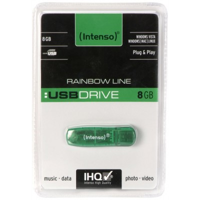 Intenso 3502460 Lápiz USB 2.0 Rainbow 8GB Verde en Huesoi