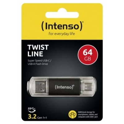 Intenso 3539490 Lápiz USB 3.2 64Gb Twist Line A+C en Huesoi