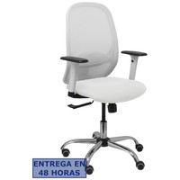 PIQUERAS Y CRESPO Silla Cilanco blanca malla blanca asiento bali blanco brazo regulable base cromada ruedas de parque en Huesoi PIQUERAS Y CRESPO Silla Cilanco blanca malla blanca asiento bali blanco brazo regulable base cromada ruedas de parque en Huesoi