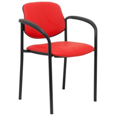 PIQUERAS Y CRESPO NOWY STYL Silla fija Styl similpiel rojo chasis negro con brazos en Huesoi