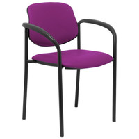 PIQUERAS Y CRESPO NOWY STYL Silla fija Styl similpiel morado chasis negro con brazos en Huesoi