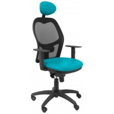 PIQUERAS Y CRESPO Silla Jorquera malla negra asiento similpiel verde con cabecero fijo en Huesoi