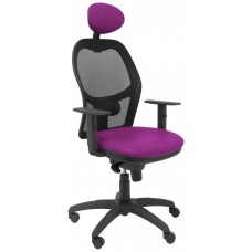 PIQUERAS Y CRESPO Silla Jorquera malla negra asiento similpiel morado con cabecero fijo en Huesoi