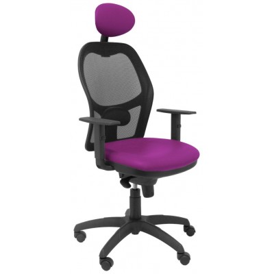 PIQUERAS Y CRESPO Silla Jorquera malla negra asiento similpiel morado con cabecero fijo en Huesoi