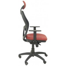 PIQUERAS Y CRESPO Silla Jorquera malla negra asiento similpiel granate con cabecero fijo en Huesoi