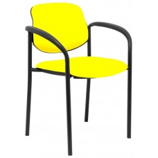 PIQUERAS Y CRESPO NOWY STYL Silla fija Styl similpiel amarillo chasis negro con brazos en Huesoi