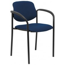 PIQUERAS Y CRESPO NOWY STYL Silla fija Styl similpiel azul marino chasis negro con brazos en Huesoi