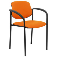 PIQUERAS Y CRESPO NOWY STYL Silla fija Styl similpiel naranja chasis negro con brazos en Huesoi