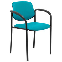 PIQUERAS Y CRESPO NOWY STYL Silla fija Styl similpiel verde chasis negro con brazos en Huesoi