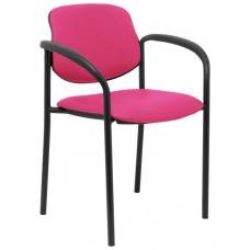 PIQUERAS Y CRESPO NOWY STYL Silla fija Styl similpiel rosa chasis negro con brazos en Huesoi