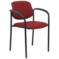 PIQUERAS Y CRESPO NOWY STYL Silla fija Styl similpiel granate chasis negro con brazos en Huesoi
