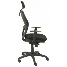 PIQUERAS Y CRESPO Silla Jorquera malla negra asiento bali negro cabecero regulable en Huesoi