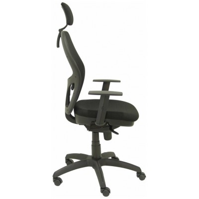 PIQUERAS Y CRESPO Silla Jorquera malla negra asiento bali negro cabecero regulable en Huesoi