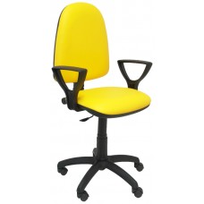 PIQUERAS Y CRESPO Silla Aýna similpiel amarillo con brazos en Huesoi