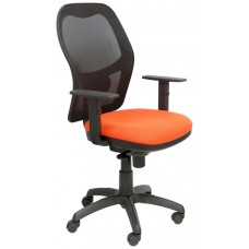 PIQUERAS Y CRESPO Silla Jorquera malla negra asiento bali naranja en Huesoi