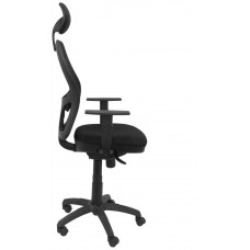 PIQUERAS Y CRESPO Silla Jorquera malla negra asiento bali negro con cabecero fijo en Huesoi