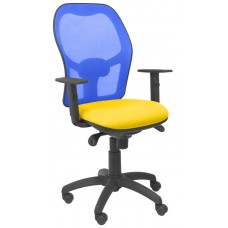 PIQUERAS Y CRESPO Silla Jorquera malla azul asiento bali amarilla en Huesoi