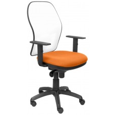 PIQUERAS Y CRESPO Silla Jorquera malla blanca asiento bali naranja en Huesoi