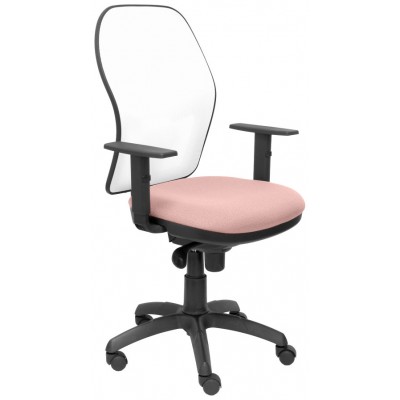 PIQUERAS Y CRESPO Silla Jorquera malla blanca asiento bali rosa palido en Huesoi