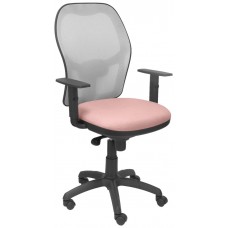 PIQUERAS Y CRESPO Silla Jorquera malla gris asiento bali rosa palido en Huesoi