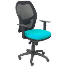 PIQUERAS Y CRESPO Silla Jorquera malla negra asiento bali turquesa en Huesoi