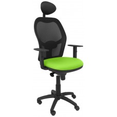 PIQUERAS Y CRESPO Silla Jorquera malla negra asiento bali verde pistacho con cabecero fijo en Huesoi